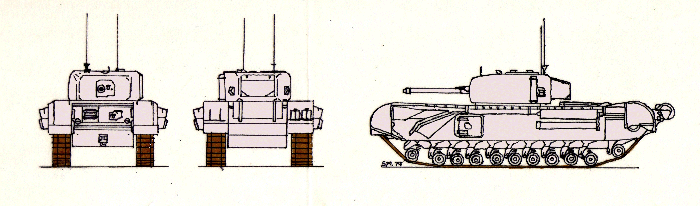 Carrier Churchill 3 inch Gun Mk I (A22D) scale illustration