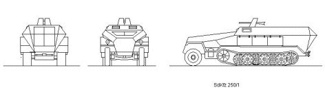 SdKfz 251/ 3 Ausf A,B,C Wireless Vehicle(Hanomag) scale illustration