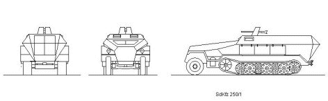 SdKfz 251/14 Ausf A,B,C Sound Ranging Vehicle(Hanomag) scale illustration